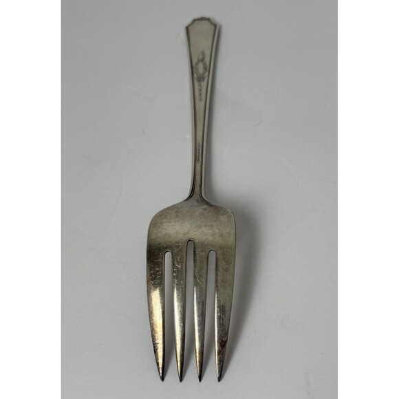 1847 Rogers Bros 1924 Ancestral Meat Serving Fork Antique Victorian Silverplate - Picture 6 of 7